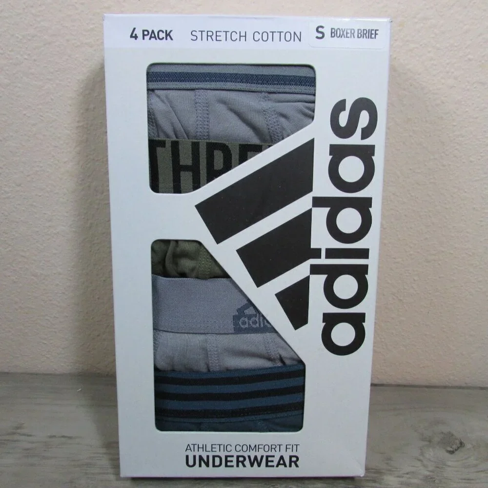 *Various Colors* NEW Adidas Men's Small Stretch Cotton Boxer Briefs 4 Pack
